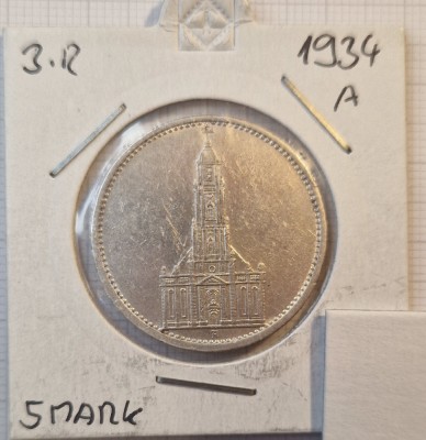 Germany, Germania, 5 Reichsmark Potsdam Garrison Church, 1934, KM#83, argint foto