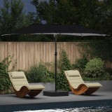 vidaXL Parasol de Grădină Negru 385 x 209 x 244 cm țesătură 42003289