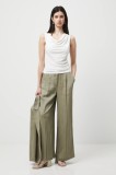 Medicine pantaloni culoarea verde, lat, high waist