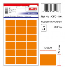 Etichete Autoadezive Color, 22 X 32 Mm, 90 Buc/set, Tanex - Orange Fluorescent foto