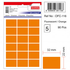 Etichete Autoadezive Color, 22 X 32 Mm, 90 Buc/set, Tanex - Orange Fluorescent