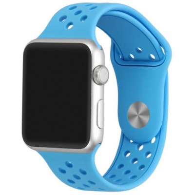Curea iUni compatibila cu Apple Watch 1/2/3/4/5/6/7, 44mm, Silicon Sport, Blue foto