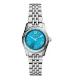 Michael Kors Lexington MK3328 Ceas Damă Quartz Cadran Albastru Turcoaz Brățară Argintie 26mm