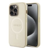 Husa pentru iPhone 15 Pro Max - Guess Saffiano MagSafe (GUHMP15XPSAHMCB) - Gold