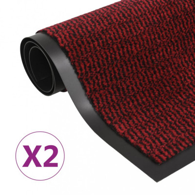 vidaXL Covoare ușă anti-praf, 2 buc., roșu, 80x120 cm, dreptunghiular foto