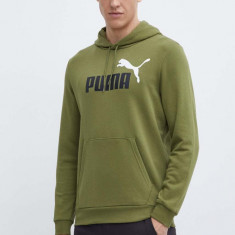 Puma bluză bărbați, culoarea verde, cu glugă, imprimeu 586765