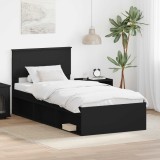 vidaXL Cadru de pat cu headboard Negru 75 x 190 cm Lemn compozit 3407941