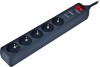 PRELUNGITOR GEMBIRD, Schuko x 5, conectare prin Schuko (T), cablu 3 m, 16 A, protectie supratensiune, protectie copii, negru, &quot;SPG5-C-10&quot; (timbru verd