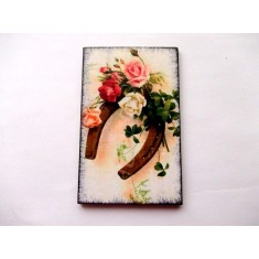 magnet frigider . potcoava norocoasa cu trandafiri 35912