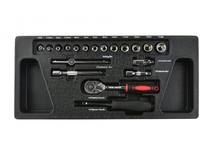 Set chei cu clichet 1/4&quot;, 25 piese, Geko G10832C