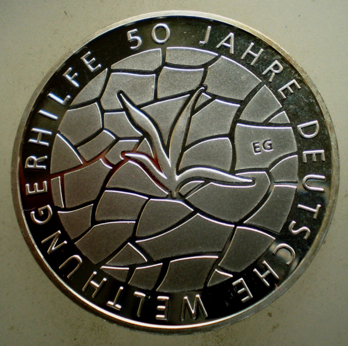 C.519 GERMANIA 50 JAHRE DEUTSCHE WELTHUNGERHILFE 10 EURO 2012 G PROOF ARGINT