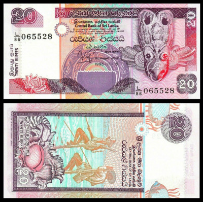 SRI LANKA █ bancnota █ 20 Rupees █ 1995 █ P-109a █ UNC █ necirculata foto