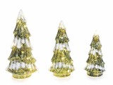 Cumpara ieftin Set 3 brazi Craciun sticla verde alba cu led cm 13 x 10,5 x 26 H, 10,5 x 8,5 x 22 H, 8,5 x 7 x 17,5 H
