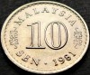 Moneda 10 SEN - MALAEZIA, anul 1981 *cod 5304 = UNC, Asia