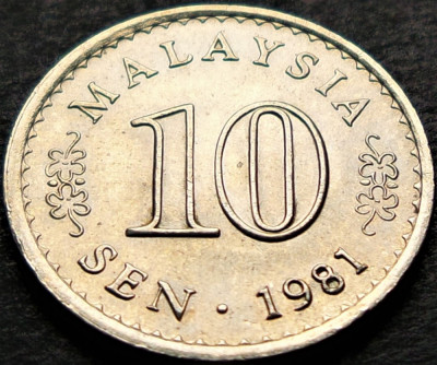 Moneda 10 SEN - MALAEZIA, anul 1981 *cod 5304 = UNC foto