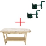 Banc de lucru pentru tamplarie Troy 25924, 1640 x 500 x 820 mm + 2 x Menghina tamplarie extensibila Troy 25049,