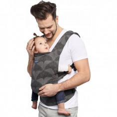 Marsupiu Ergonomic Embrace N27 City Womar Zaffiro, 6 - 18 kg, 4 luni+, Grey/Leaves foto