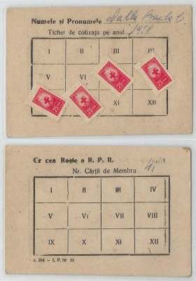 Romania, Tichet de cotizatii Crucea Rosie a R.P.R., 1958 foto