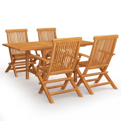 vidaXL Set mobilier de grădină, 5 piese, lemn masiv de tec foto
