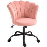 HOMCOM Scaun de Birou cu Spătar &icirc;n Formă de Petală cu &Icirc;nălțime Reglabilă, Rotile și Șezut Rotativ, 69x64x80-90 cm, Roz | Aosom Romania