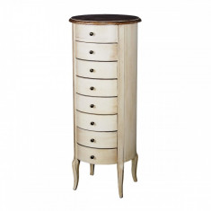 Cabinet din lemn de cauciuc si furnir, cu 8 sertare Limena LI838 Ivory / Light Brown, l40xA40xH98 cm foto