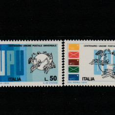 Italia 1974-Centenar UPU,1874-1974,serie 2 valori,MNH,Mi.1465-1466
