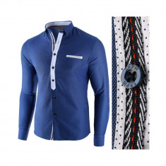 Camasa pentru barbati albastru slim fit casual Leon Special foto