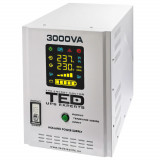 UPS Pentru Centrala, Sursa Curent Centrala 3000VA 2100W cu Ecran LCD si Sinusoidala Pura, Utilizeaza 2x Baterie 12V, Ted Electric, Oem