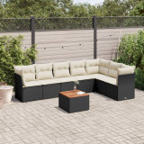 Set mobilier de gradina cu perne, 8 piese, negru, poliratan GartenMobel Dekor, vidaXL