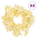 VidaXL Ghirlande de flori de Crăciun, 6 buc., șampanie, 180 cm
