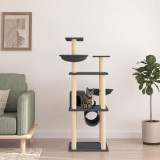 Cumpara ieftin Ansamblu pisici cu st&acirc;lpi din funie sisal, gri &icirc;nchis, 141 cm