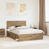 Cumpara ieftin Cadru de pat Stejar Artizanal 150 x 200 cm Lemn de pin masiv