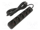 Prelungitor alimentare LANBERG 3m 5 prize 10A negru gumă