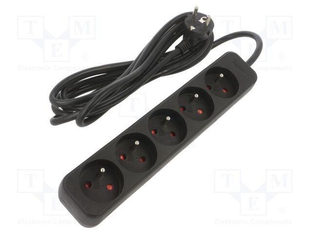 Prelungitor alimentare LANBERG 3m 5 prize 10A negru gumă