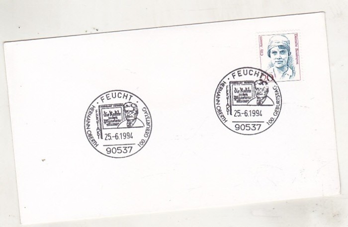bnk fil Germania RFG - plic stampila ocazionala Hermann Oberth 1994