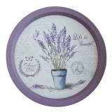 Farfurie metalica rotunda tip tava Pufo Life is Beautiful pentru servire desert, prajituri, aperitive, 33 cm