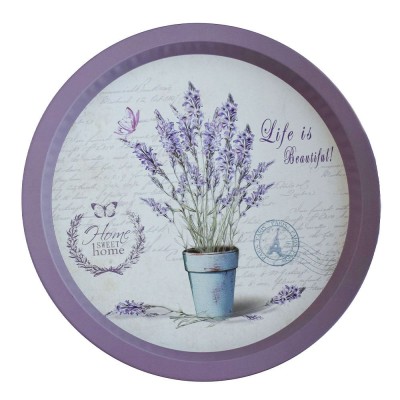 Farfurie metalica rotunda tip tava Pufo Life is Beautiful pentru servire desert, prajituri, aperitive, 33 cm foto
