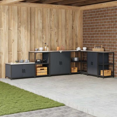 vidaXL Dulap de depozitare pentru bucătărie cu raft Antracit Oţel 874998 foto