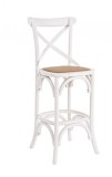 Cumpara ieftin Scaun bar lemn alb rattan natur Cross 50x52x118 cm