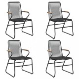 Scaune de gradina, 4 buc., negru, 58x59x85,5 cm, ratan PVC