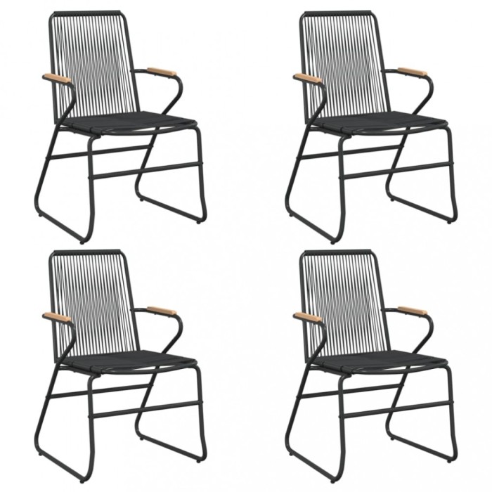 Scaune de gradina, 4 buc., negru, 58x59x85,5 cm, ratan PVC