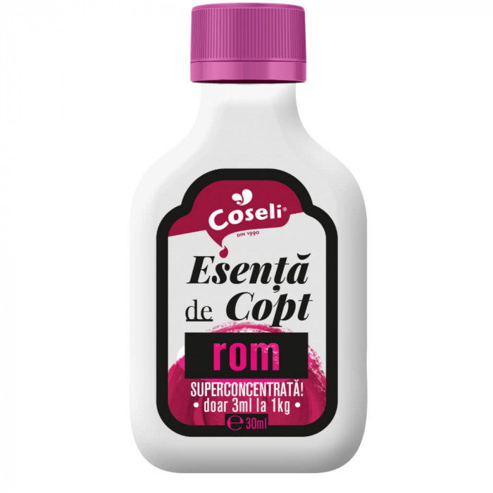 Esenta de Copt cu Rom Coseli, 30 ml, Esente pentru Prajituri, Esenta de Rom pentru Prajituri, Coseli Esente de Rom, Esenta de Rom pentru Copt, Esente