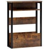 HOMCOM Măsuță de Living &icirc;n Stil Industrial cu 2 Rafturi, Măsuță Laterală din Lemn și Metal, 46x18x58,5 cm, Maro Rustic | Aosom Romania