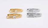 Cercei Hoop U-Shape din Argint 925 ,Twisted Smooth cu Zirconiu Eleganta Geometrica Reconfigurata