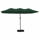 Umbrela de soare cu doua capete cu LED-uri, verde, 449x245 cm GartenMobel Dekor, vidaXL