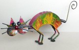RoboCat - sculptura modernista din metal, pisica stilizata 69cm, pop art