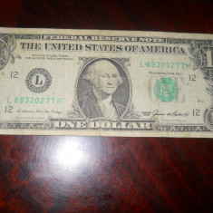 Bancnota 1 dolar SUA - 1985- seria L89320277H