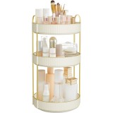 SONGMICS Organizator rotativ pentru cosmetice si parfumuri,3 niveluri cu rotire 360&deg;,3 tavite utilizabile separat,manere pentru transport,pentru b