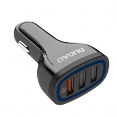 Quick Charge 3.0 QC3.0 QC3.0 2.4A 18W 3x USB &icirc;ncărcător auto negru R7S Dudao
