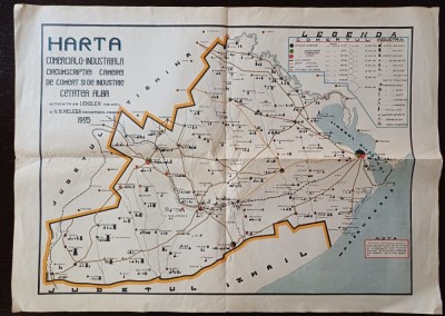 A3393N Harta comercialo-industrială circumscripției Camerei de Comerți și Industrie Cetatea Albă &amp;icirc;ntocmită de Lenslen și Melega, 1925 foto